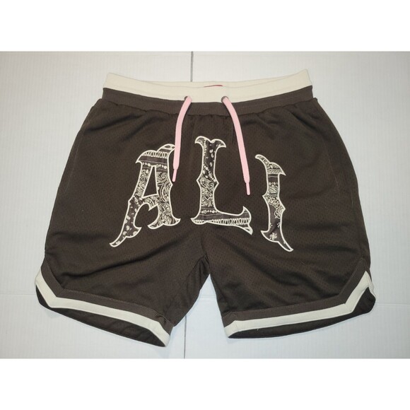 Shoe Palace Muhammad Ali Shorts Brown Pink Butteryfly Bee Mens Medium Drawstring - Picture 1 of 9